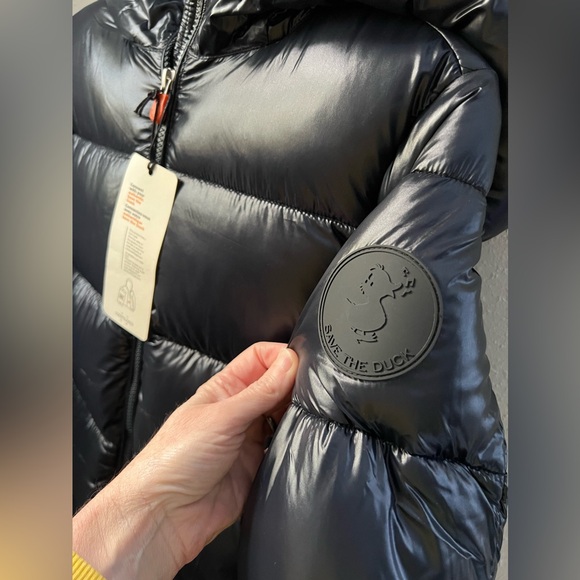New Save The Duck Girls' Millie Quilted Jacket in Black Size 16 - Picture 4 of 10